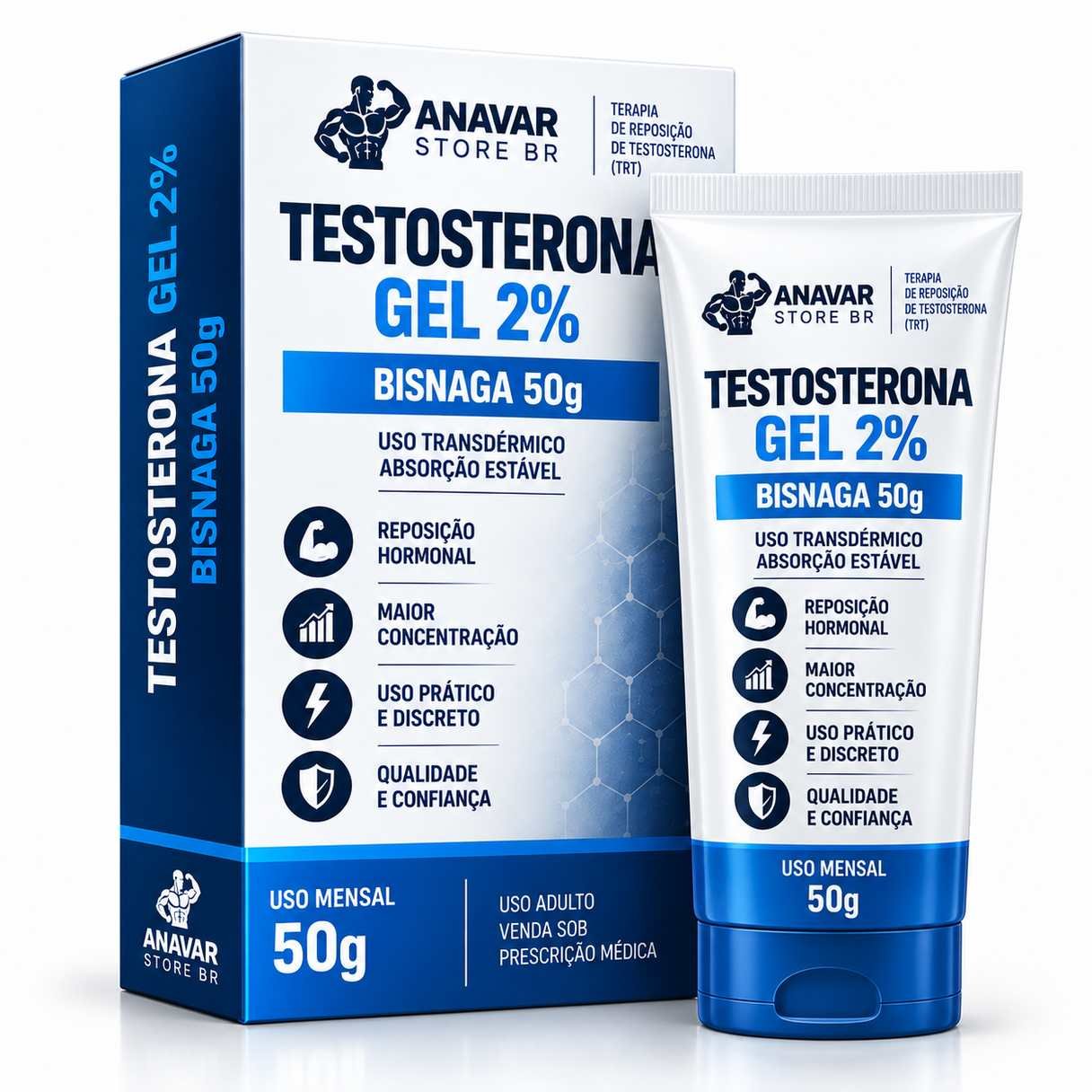 Testosterona Gel 2% – Sachês 5g (Caixa com 30 unidades)